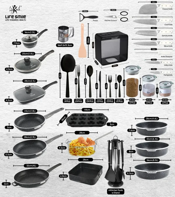 Anniversary Celebration while stocks last:Big Kitchen Cookware Set 166 Pcs with Non Stick Pots and Pans