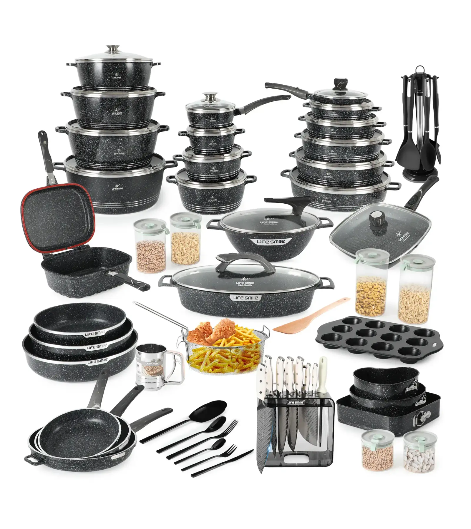 Anniversary Celebration while stocks last:Big Kitchen Cookware Set 166 Pcs with Non Stick Pots and Pans