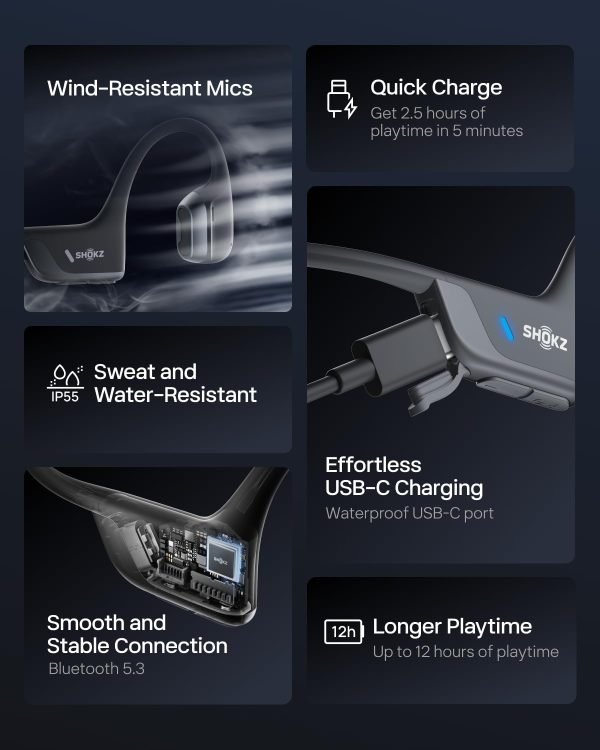 Big Summer Sale Limited Time Offer AED 99د.إ:SHOKZ New OpenRun Pro 2 - Open-Ear, Bone Conduction Sport Headphones - with Reflective Strip - Sweat Resistant, Workout Headphones -...