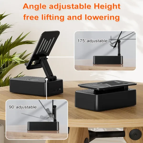 Bluetooth Speaker With Phone Stand 360º Rotating Mobile Phone Holder Anti-Slip Base Bluetooth Audio 5000mAh Power Bank Bracket