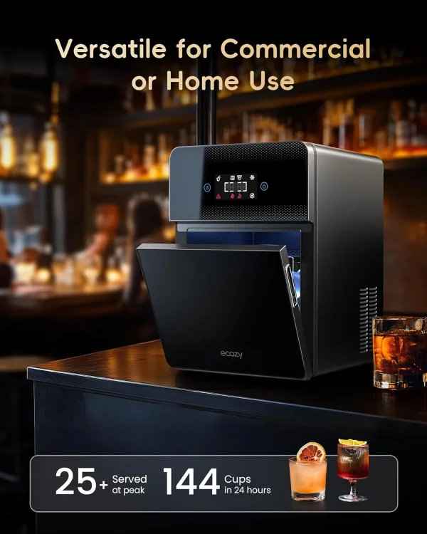 Clear Ice Ball Maker with CrystalRocks Technology, 4 pcs in 40 Mins, 144 pcs/Day, Sphere Ice Maker with Enhanced Insulation, Automatic Water Supply, Self-Cleaning for Whiskey &...