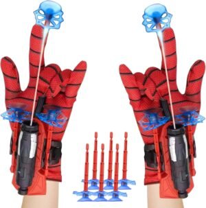 Spider Shooter Boys Girls Toy - 2 Pack Web Shooters for Kids Super Hero Toys with Spider Gloves Launcher Wrist Toys Sucking Disc Bullets for Boy Girl Age 3-14 Birthday Gifts...